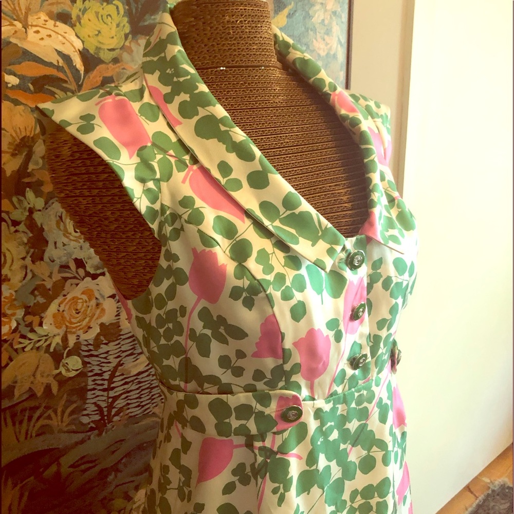 floral French Silk dress Carried by Anthropologie